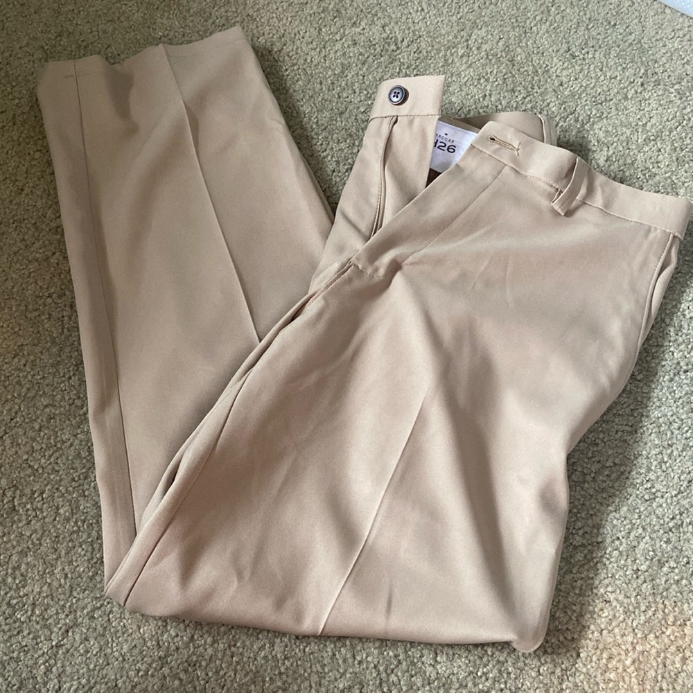 Haggar H26 Tan chino casual business flat front pants men size 34x30